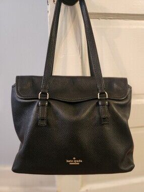 Kate Spade Handbag Jackson Street Arietta Pebbled Leather Shoulder Bag Black EUC